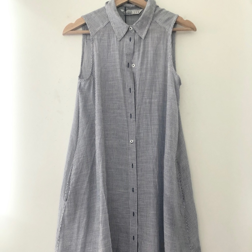 ZARA button down blue stripe Dress